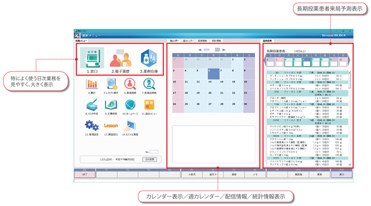 画像：パソコンで表示される薬歴システムの画面